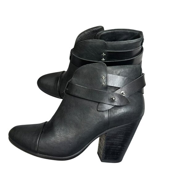 Rag & Bone Harrow Black Leather Ankle Boots | Size EU 40 -US 9.5 | Made in Italy - Picture 2 of 10